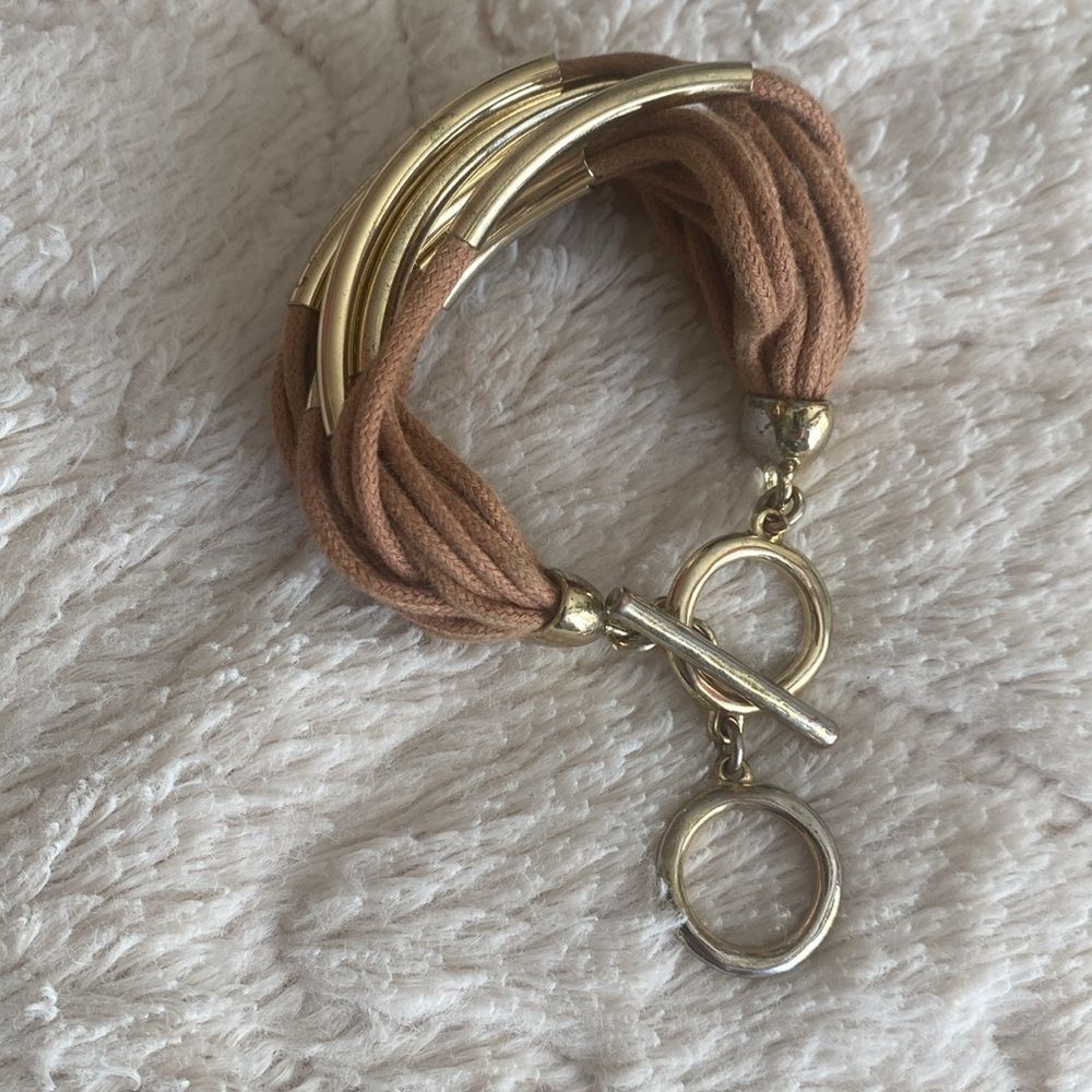 Bella & Jack Casually Elegant Gold and Tan Bracelet - Picture 1 of 9